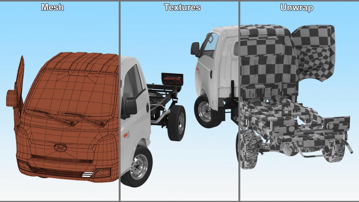 3D Mini Truck Hyundai HR 2023 Bare Chassis Rigged