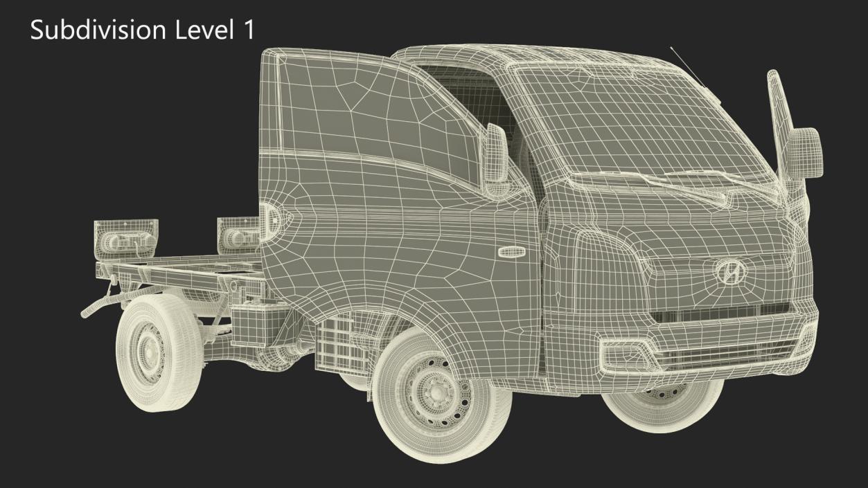 3D Mini Truck Hyundai HR 2023 Bare Chassis Rigged