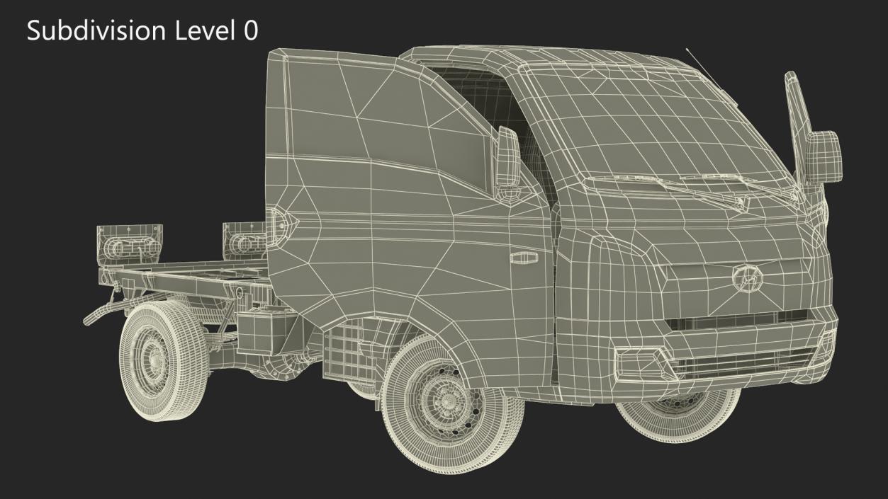 3D Mini Truck Hyundai HR 2023 Bare Chassis Rigged