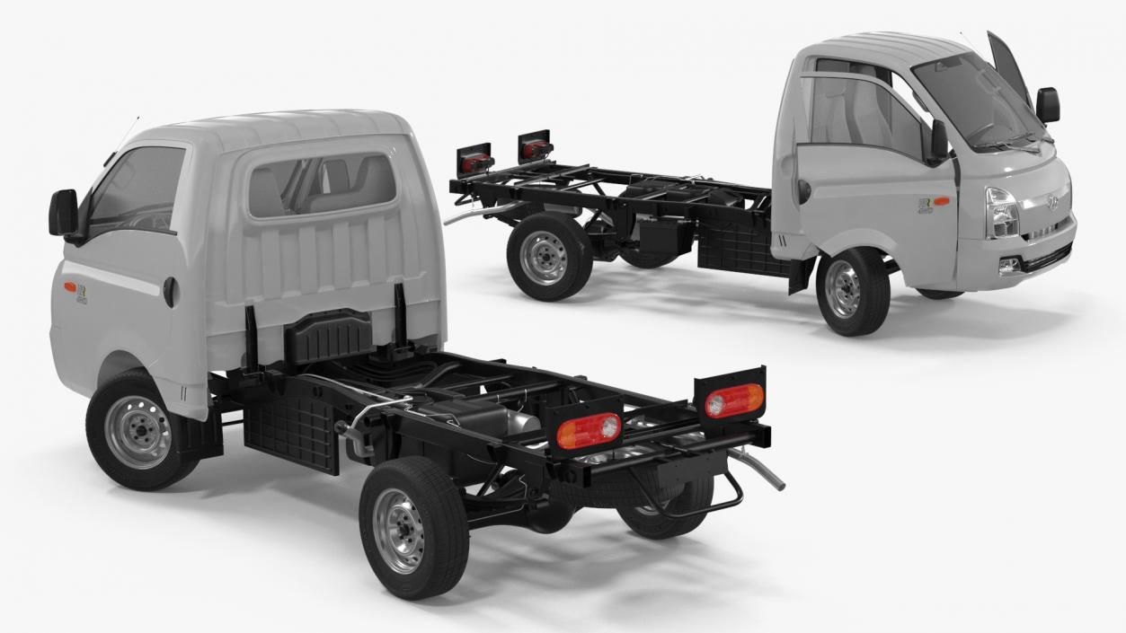 3D Mini Truck Hyundai HR 2023 Bare Chassis Rigged