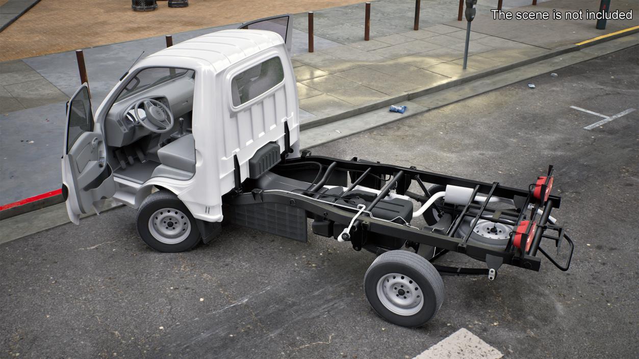 3D Mini Truck Hyundai HR 2023 Bare Chassis Rigged