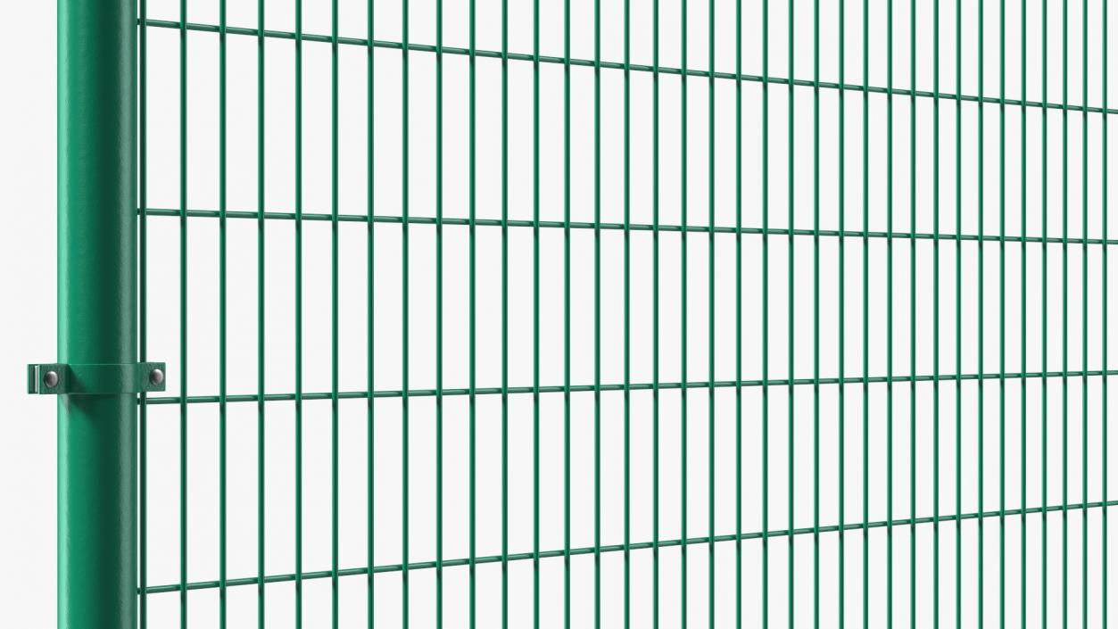 3D Mesh Fence With Barber Wire Green model