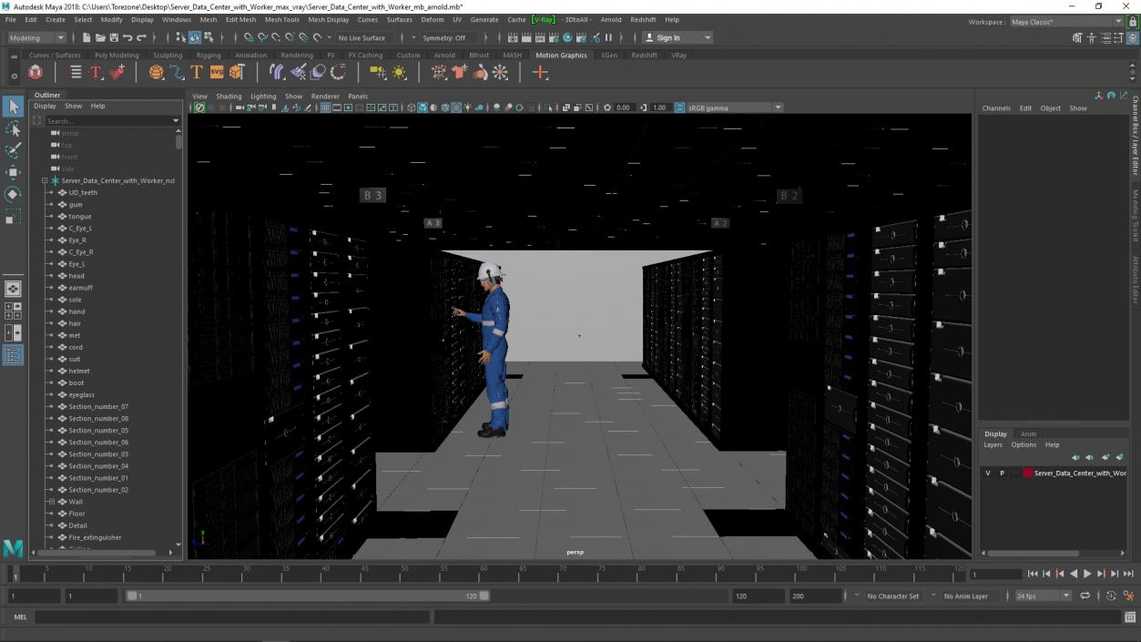 3D model Server Data Center with Worker