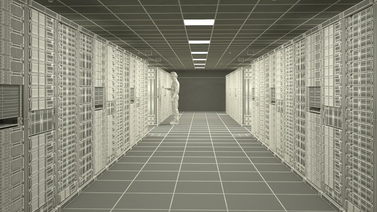 3D model Server Data Center with Worker