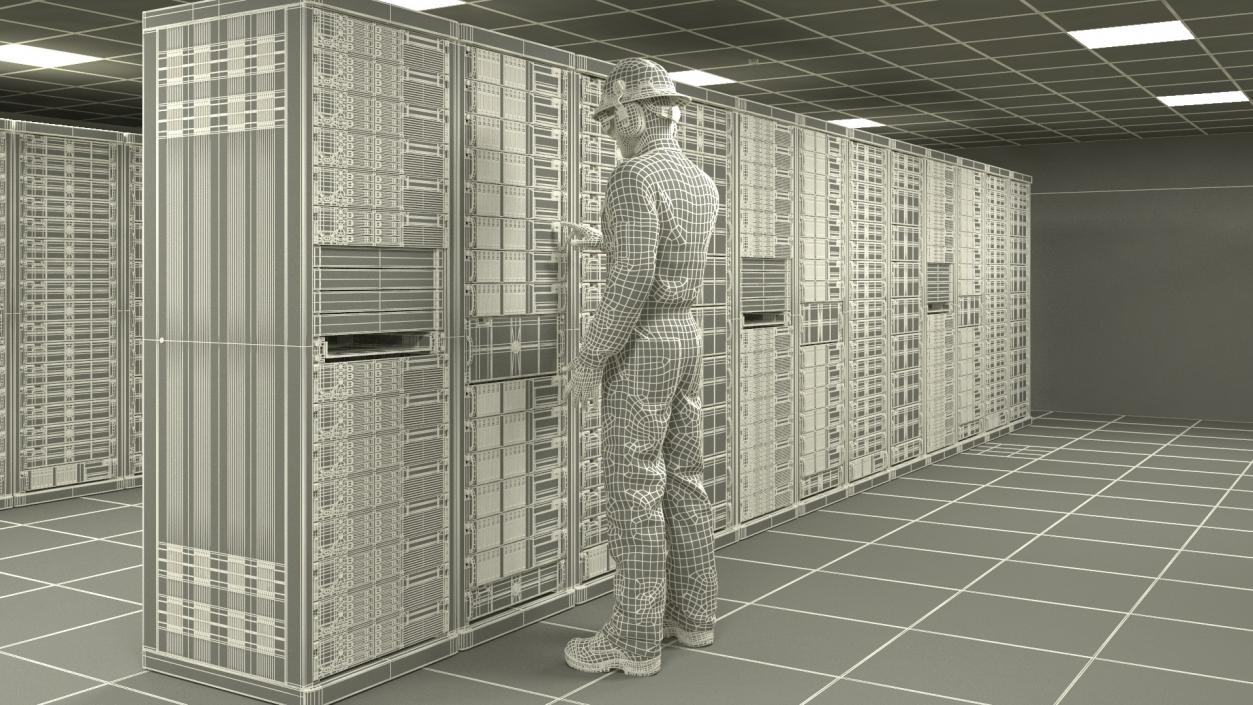 3D model Server Data Center with Worker