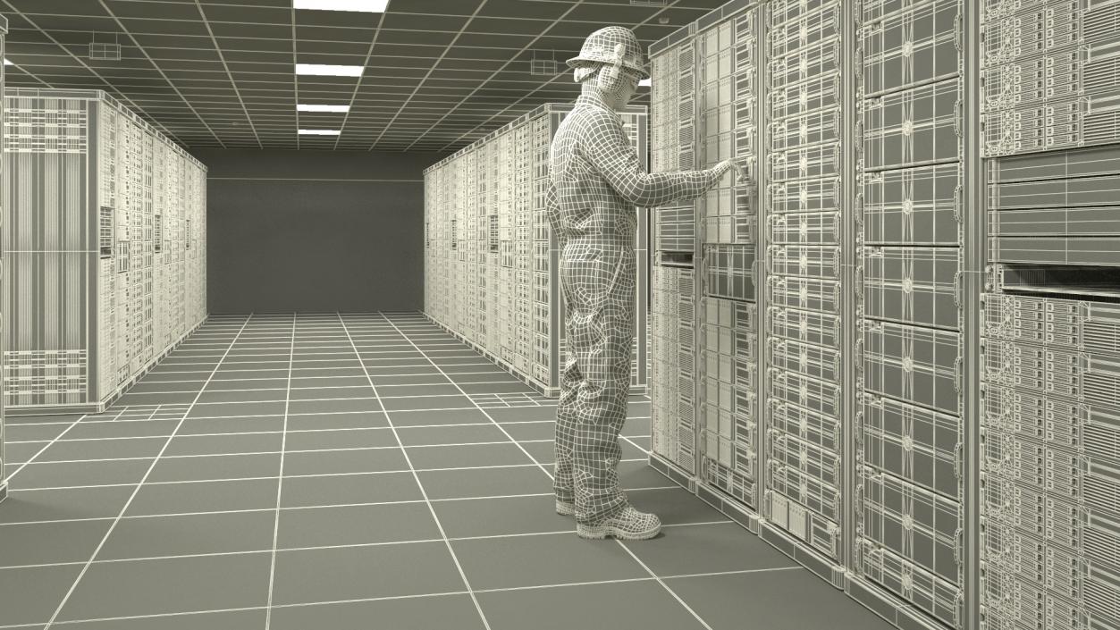 3D model Server Data Center with Worker