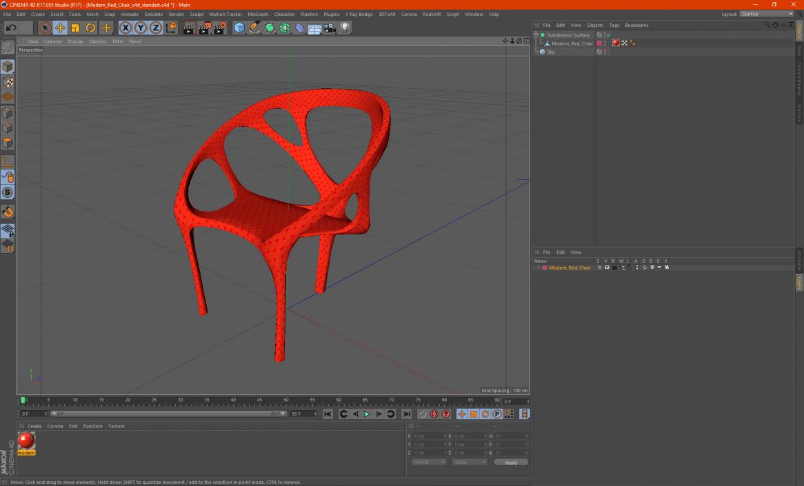 3D Modern Red Chair