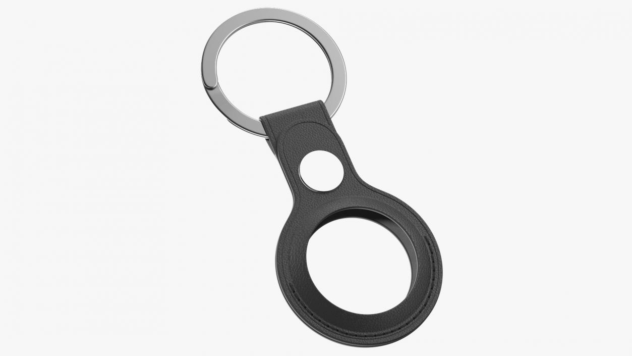 Leather Key Ring Black 3D