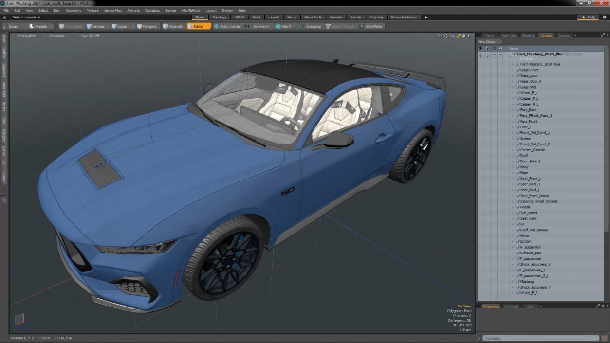 Ford Mustang 2024 Blue 3D