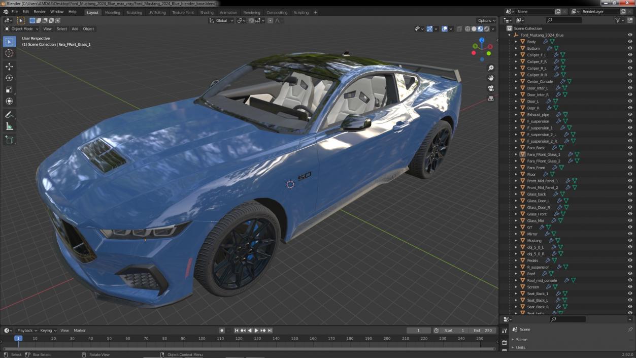 Ford Mustang 2024 Blue 3D