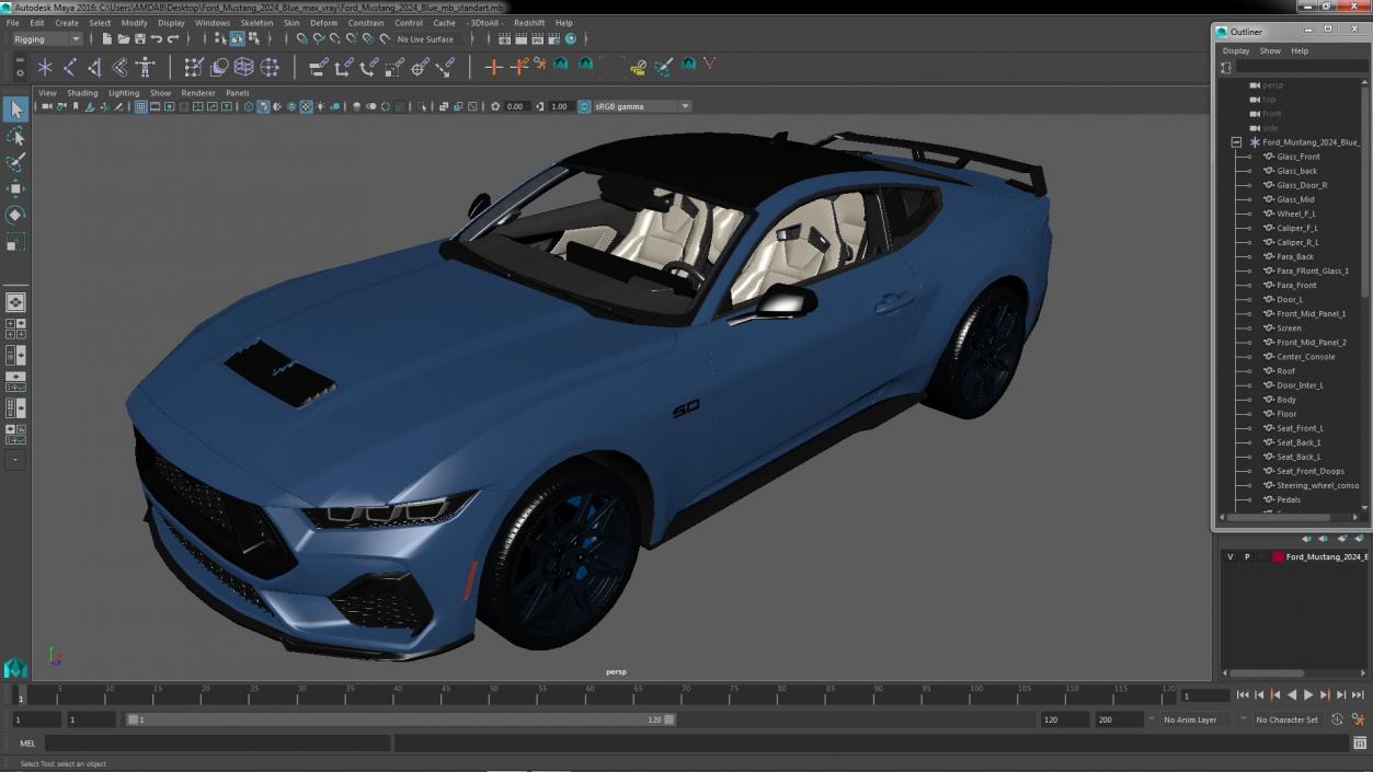 Ford Mustang 2024 Blue 3D