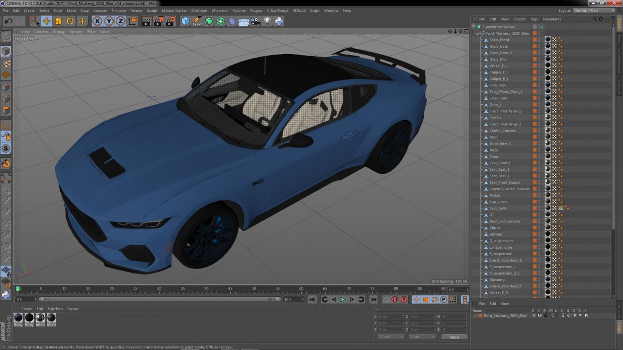 Ford Mustang 2024 Blue 3D