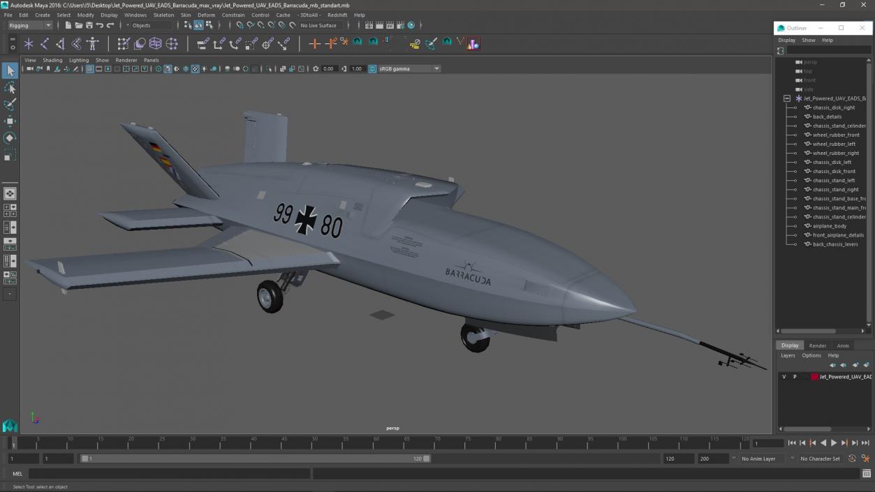 3D model Jet Powered UAV EADS Barracuda