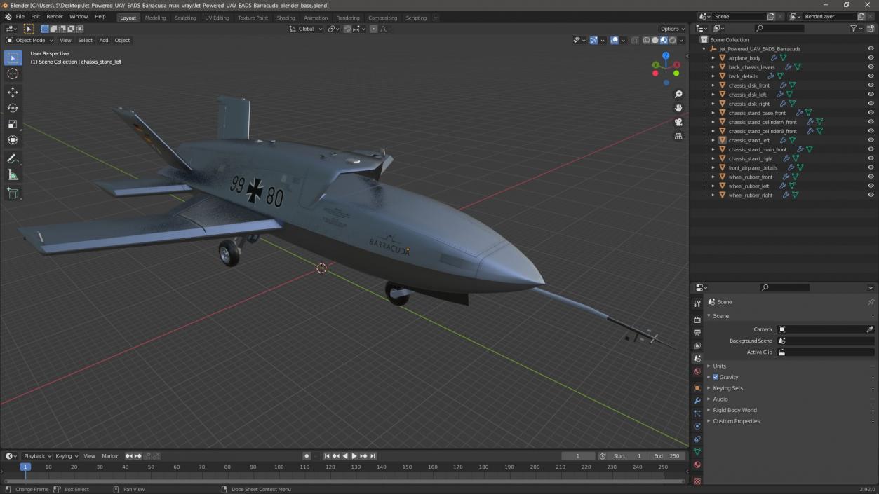 3D model Jet Powered UAV EADS Barracuda