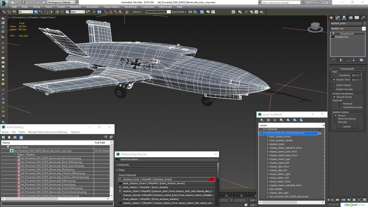 3D model Jet Powered UAV EADS Barracuda