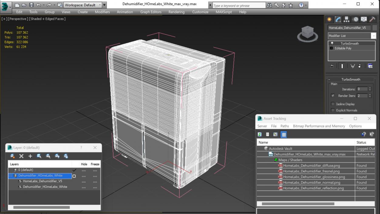 Dehumidifier HOmeLabs White 3D