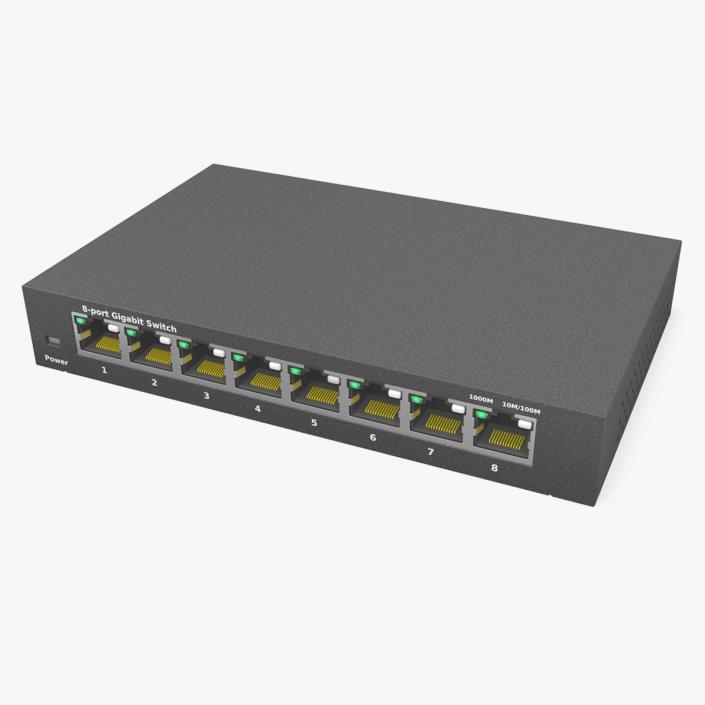 3D Gigabit Network Switch 8 Port Grey 2