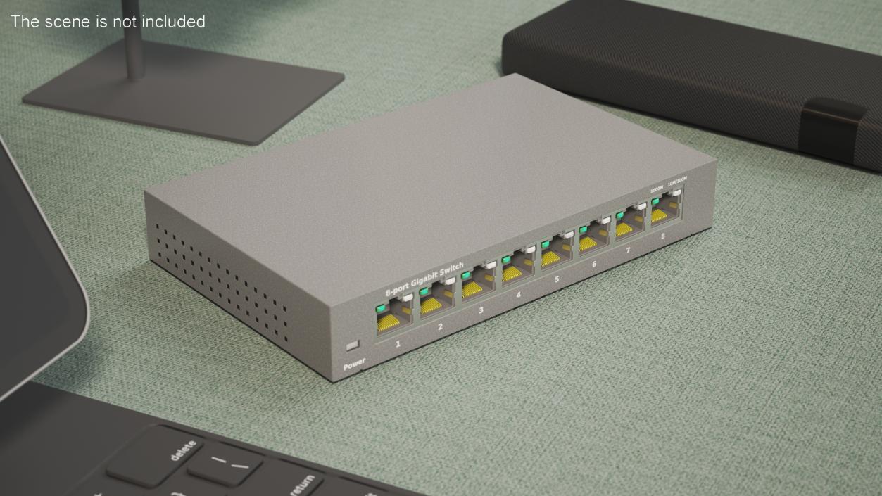 3D Gigabit Network Switch 8 Port Grey 2