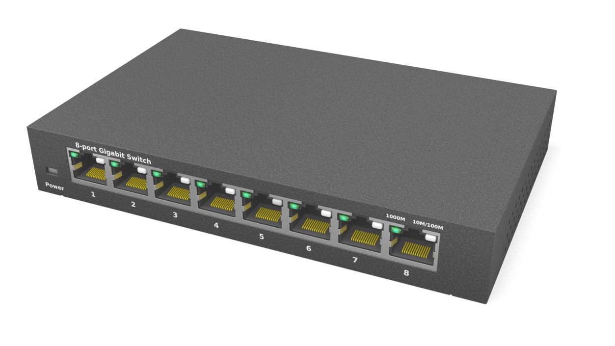 3D Gigabit Network Switch 8 Port Grey 2