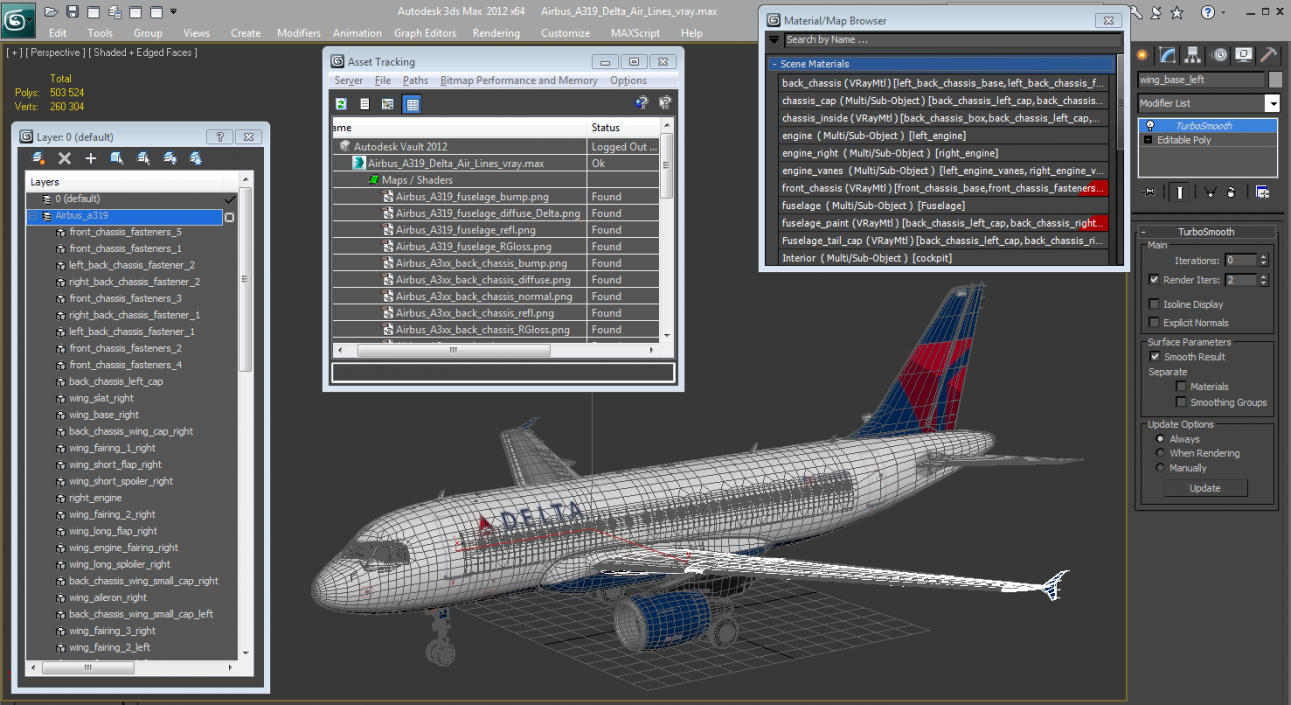 Airbus A319 Delta Air Lines 3D