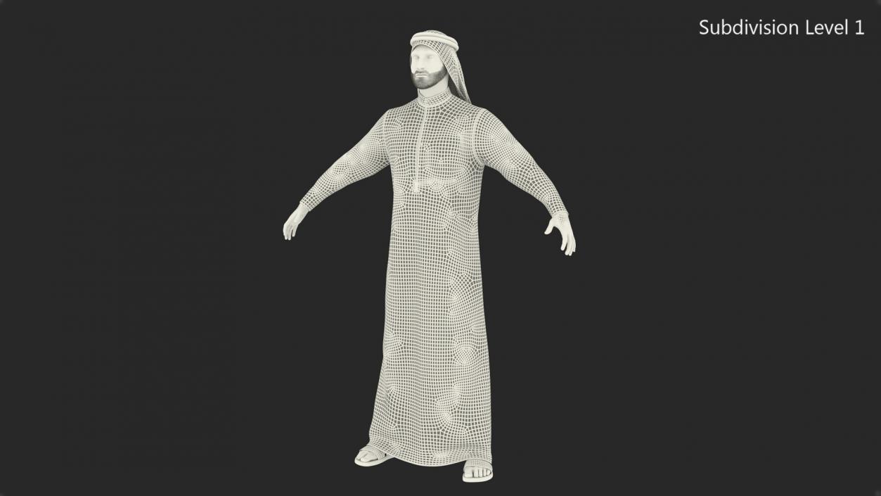 3D Arab Man with Traditional Arabic Headgear