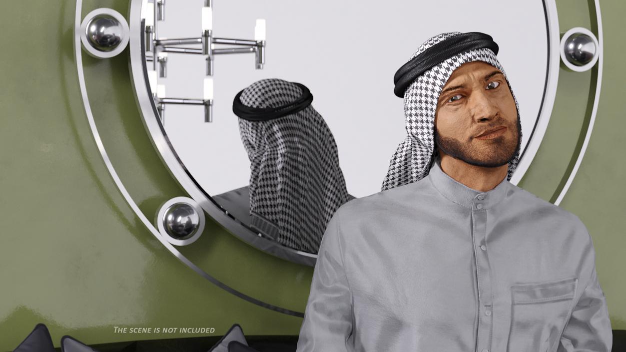 3D Arab Man with Traditional Arabic Headgear