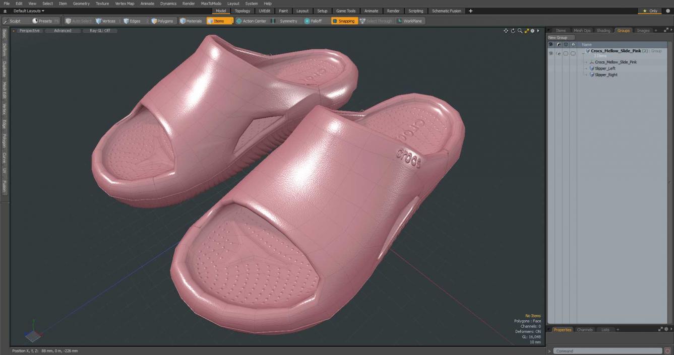 3D Crocs Mellow Slide Pink model