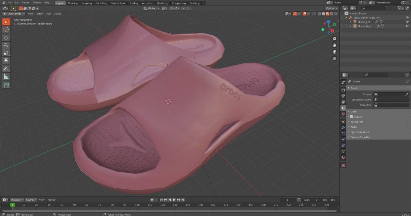 3D Crocs Mellow Slide Pink model