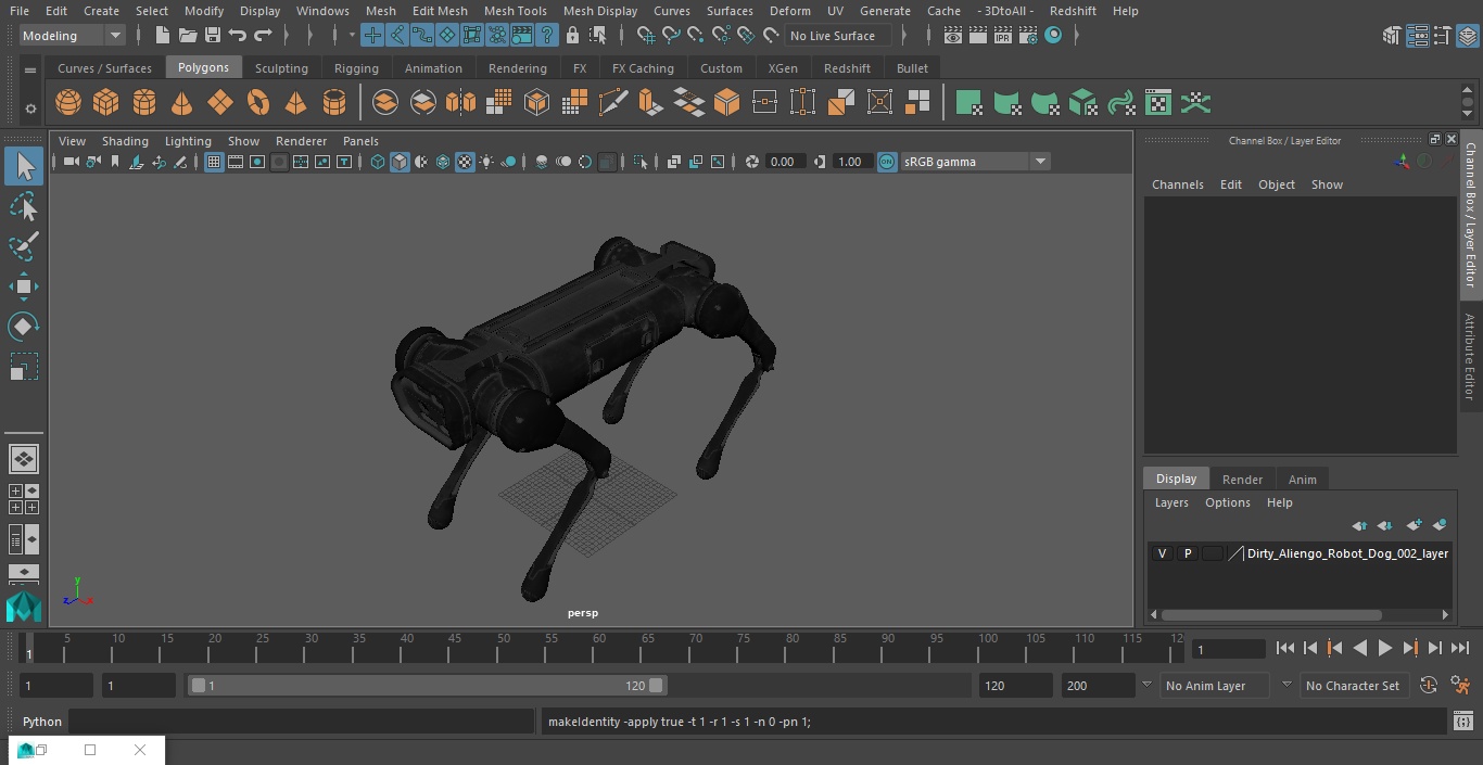 3D Dirty Aliengo Robot Dog model