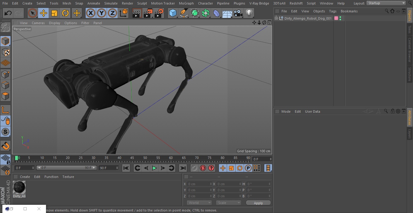 3D Dirty Aliengo Robot Dog model