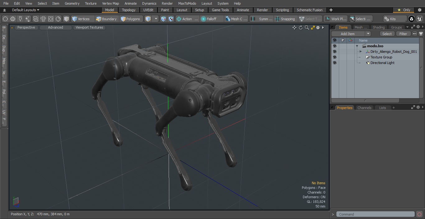 3D Dirty Aliengo Robot Dog model