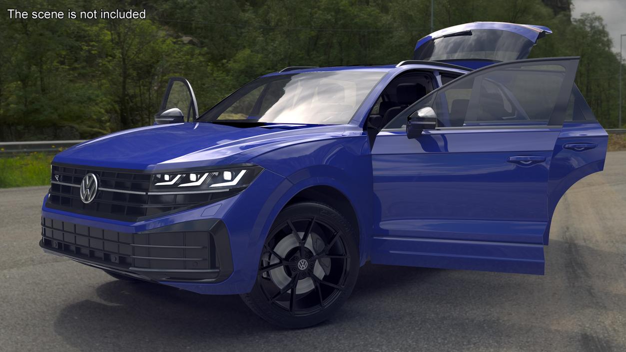 3D Volkswagen Touareg 2024 Blue Lights On model