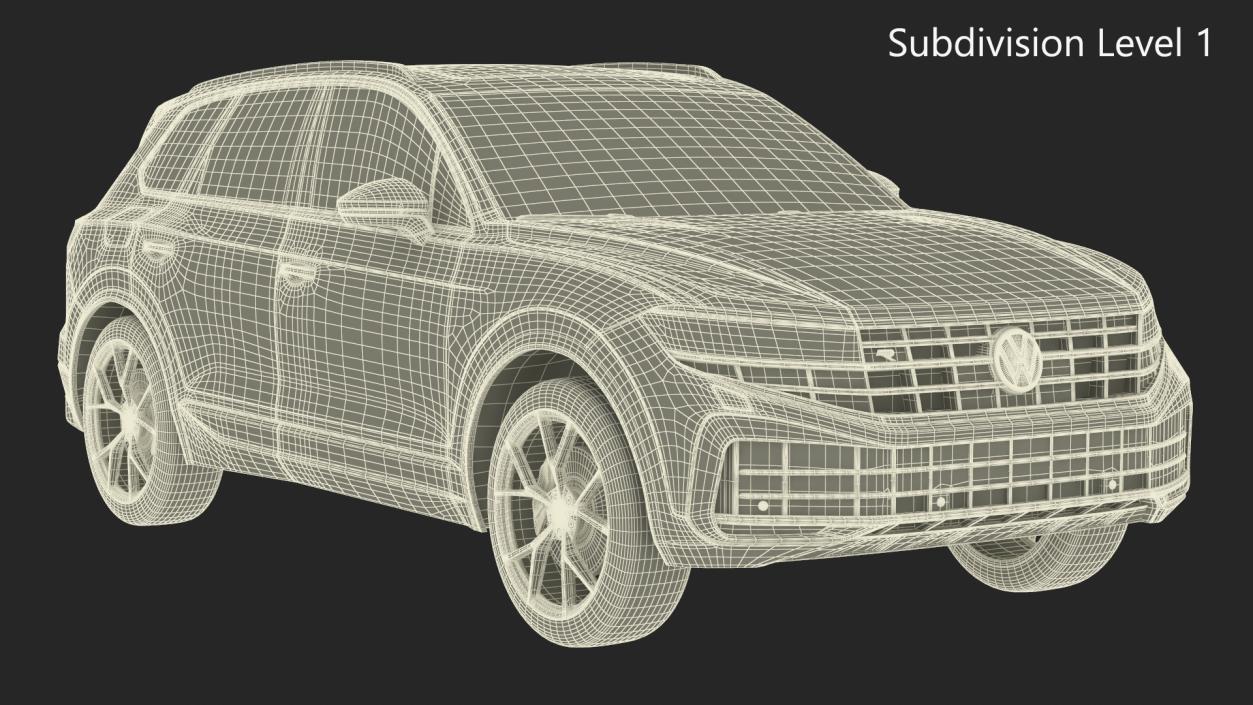 3D Volkswagen Touareg 2024 Blue Lights On model