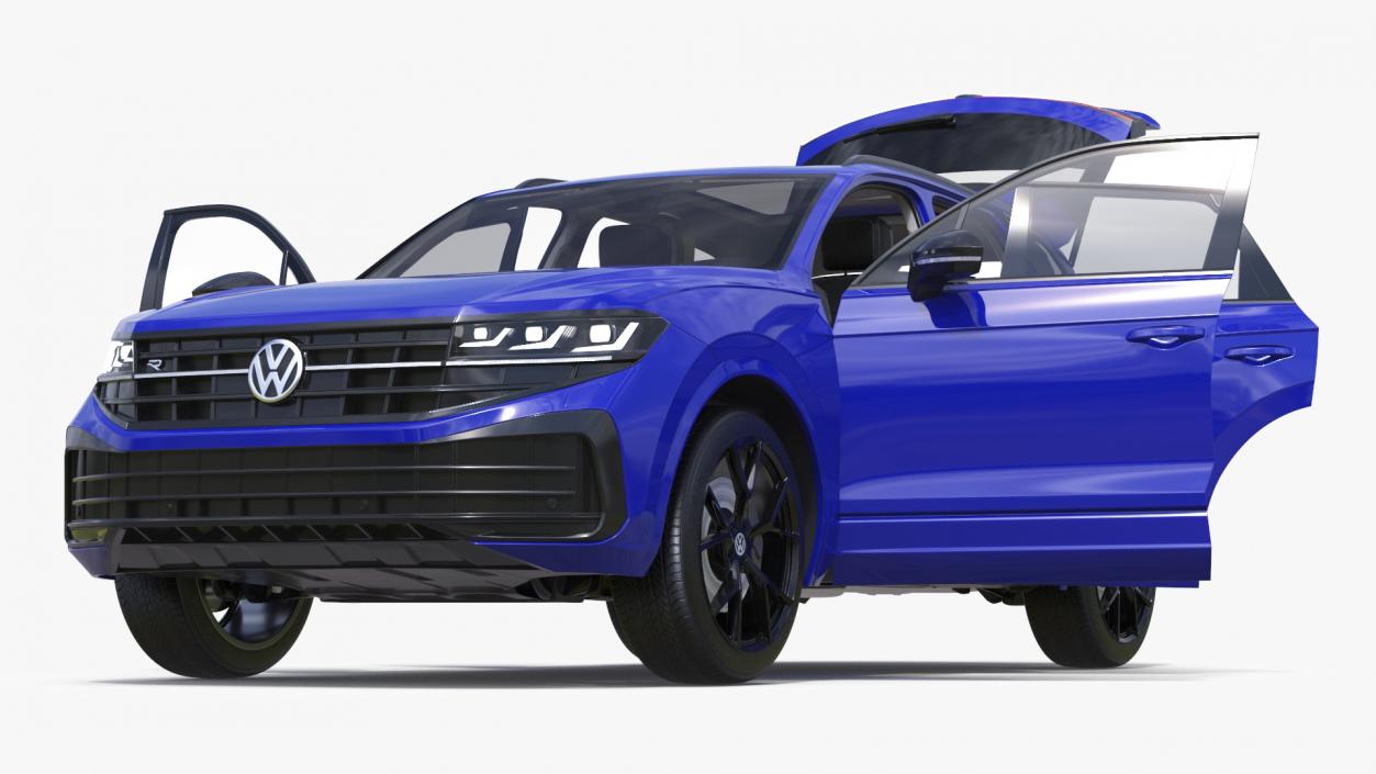 3D Volkswagen Touareg 2024 Blue Lights On model