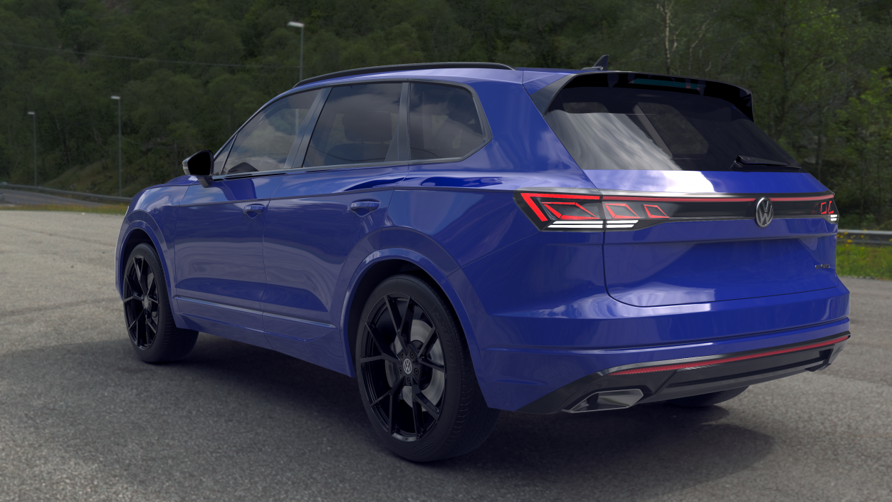 3D Volkswagen Touareg 2024 Blue Lights On model