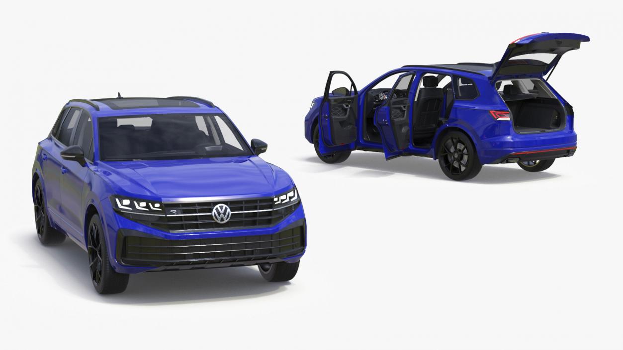 3D Volkswagen Touareg 2024 Blue Lights On model