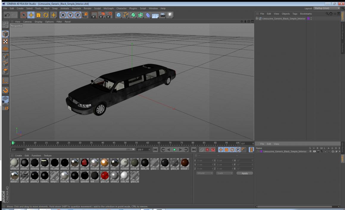 Limousine Generic Black Simple Interior 3D model