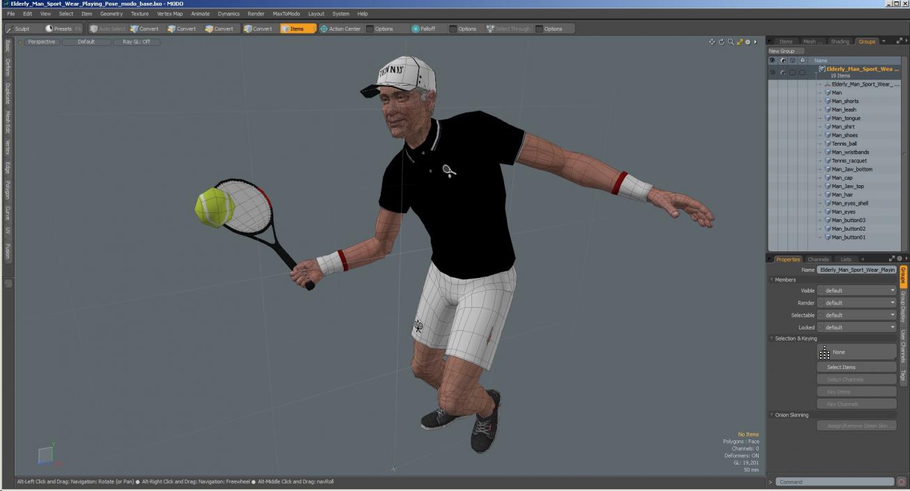 3D model Elderly Man Sport Wear Playing Pose