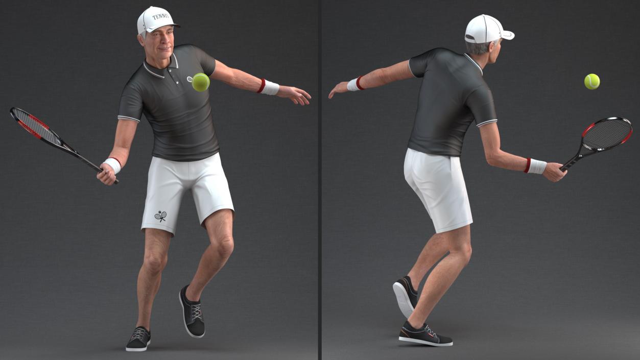 3D model Elderly Man Sport Wear Playing Pose