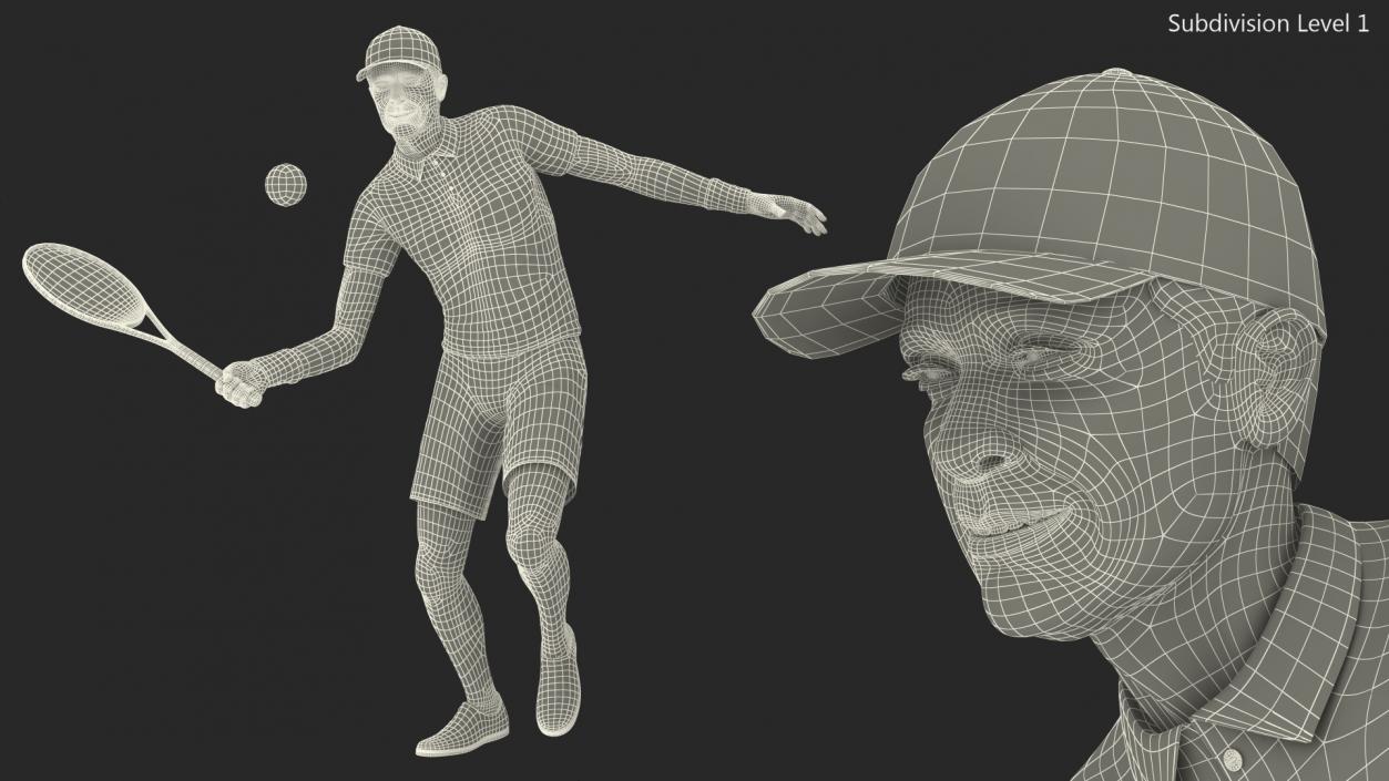 3D model Elderly Man Sport Wear Playing Pose