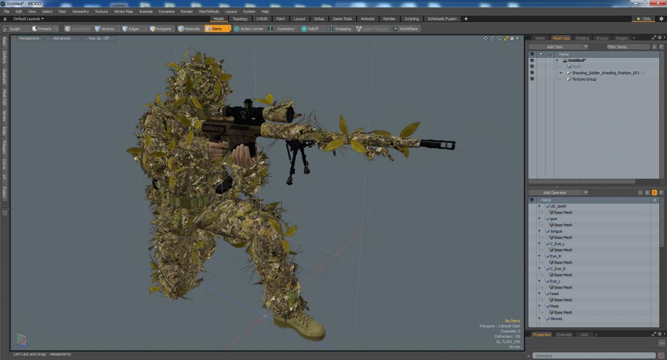 Shooting Soldier Kneeling Position 3D model