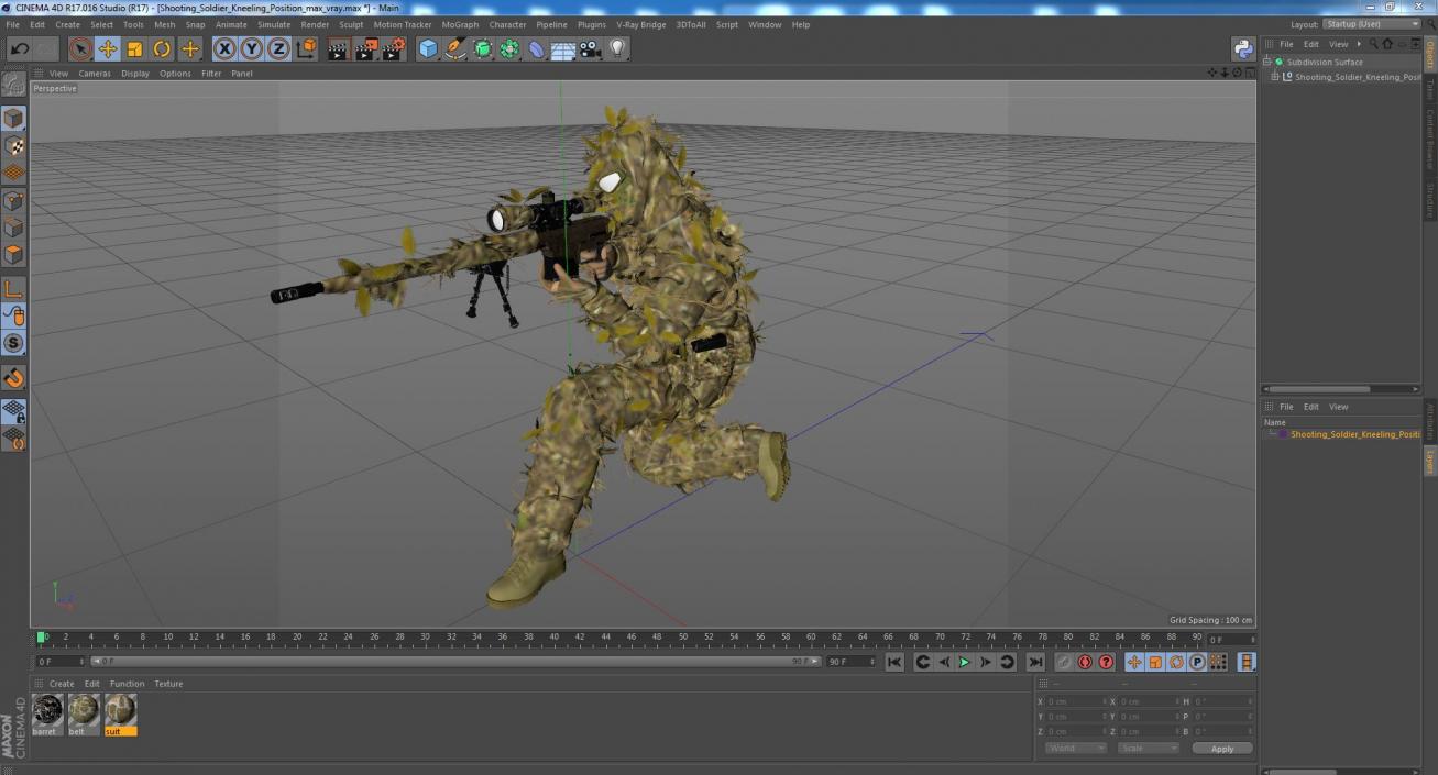 Shooting Soldier Kneeling Position 3D model