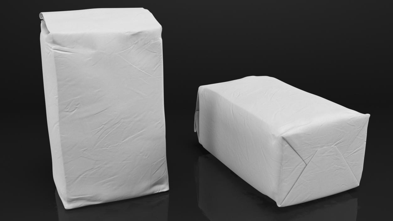 3D model Flour White Paper Bag 2lb