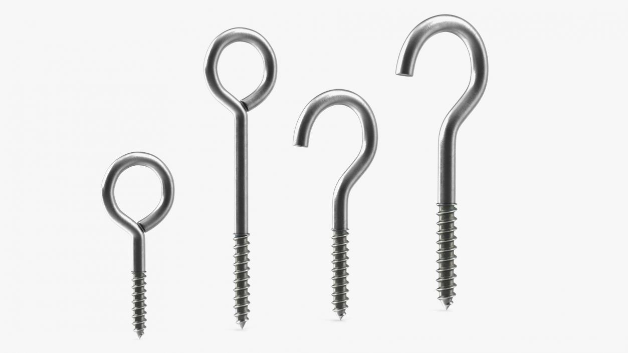 Drapery Screw Eyes Set Silver 3D model