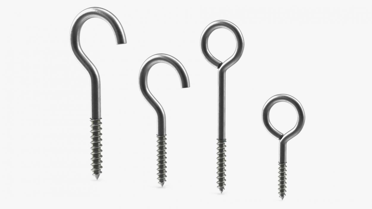 Drapery Screw Eyes Set Silver 3D model