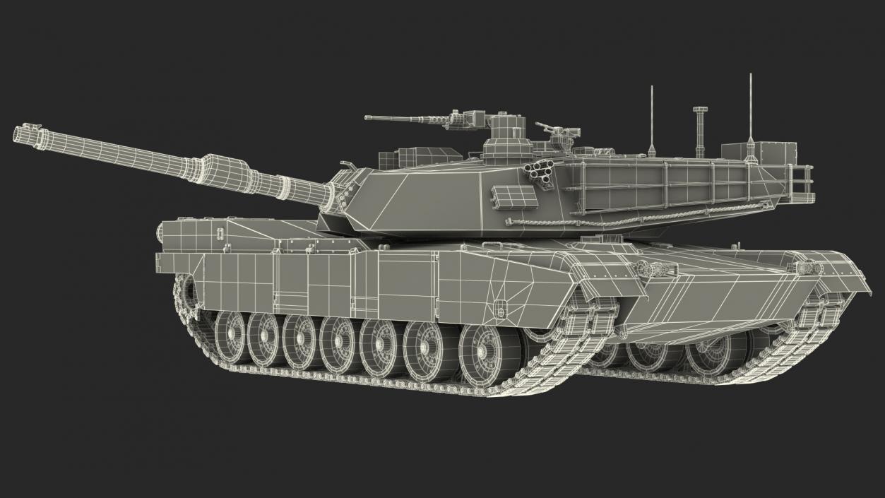 3D Toy M1 Abrams 2 Green Rigged model