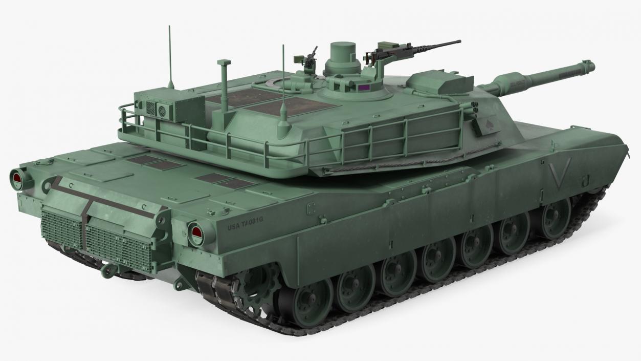 3D Toy M1 Abrams 2 Green Rigged model