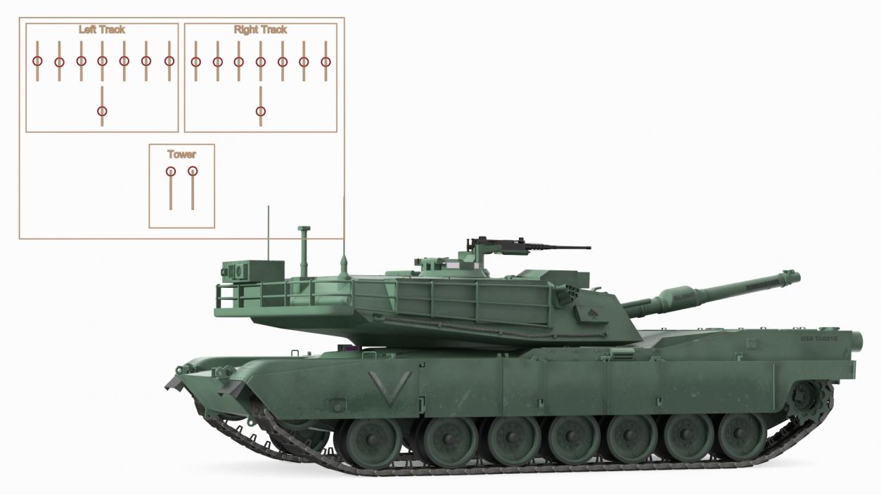 3D Toy M1 Abrams 2 Green Rigged model