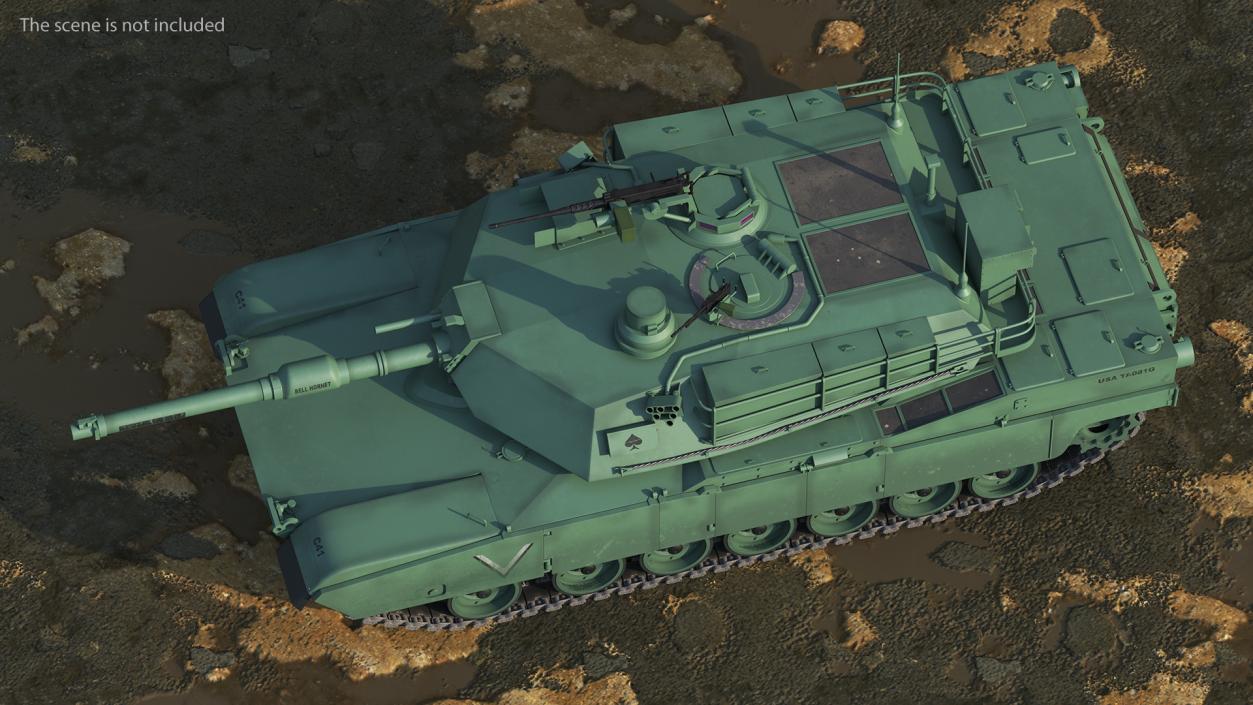 3D Toy M1 Abrams 2 Green Rigged model