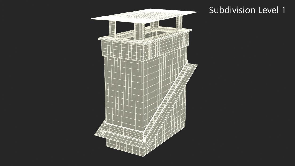 Brick Chimney Rectangular Corner Base 3D